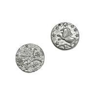 Rostfritt stål Animal Hängen, 304 rostfritt stål, Rund, silver, 17x17mm, Säljs av PC