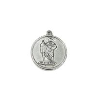 Bijoux pendentifs en acier inoxydable , Acier inoxydable 304, Rond, argent, 29x25.50mm, Vendu par PC