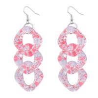 Hars Earring, Zinc Alloy, met Hars, mode sieraden & voor vrouw, roze, 89x32mm, Verkocht door pair