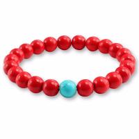 Edelsteen armbanden, Synthetische Turquoise, met Black Stone, Ronde, Anoint, uniseks, meer kleuren voor de keuze, 8mm, Lengte Ca 19 cm, Verkocht door PC