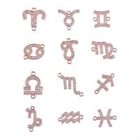 Kubik Zirkonium mikro bana Mässing Kontaktdon, 12 Tecken på Zodiac, plated, DIY & olika stilar för val & micro bana cubic zirconia, fler färger för val, nickel, bly och kadmium gratis, 10x10mm, Säljs av Strand