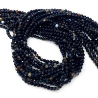 Natural Black Agate Beads Round DIY & faceted black Sold Per Approx 14.96 Inch Strand