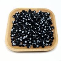 Grânulos de jóias de acrílico, acrilico, Roda, impressão, DIY, preto, 8mm, vendido por PC