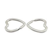 Rustfrit stål Split Ring, Jern, Heart, maskine poleret, du kan DIY & Unisex, oprindelige farve, 31x31mm, Solgt af PC