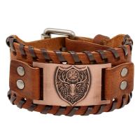 Bracciale in cuoio, corda in pelle di vitello, with PU & ferro & lega in zinco, Cerchio, placcato, gioielli di moda & unisex, nessuno, 285x38mm, Venduto da PC