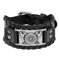 Bracciale in cuoio, corda in pelle di vitello, with PU & ferro & lega in zinco, Cerchio, placcato, gioielli di moda & unisex, nessuno, 285x38mm, Venduto da PC