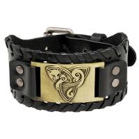 Cowhide Bracelet with PU Leather & Iron & Zinc Alloy Round plated fashion jewelry & Unisex Sold By PC