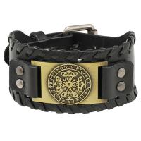 Bracciale in cuoio, corda in pelle di vitello, with PU & ferro & lega in zinco, Cerchio, placcato, gioielli di moda & unisex, nessuno, 285x38mm, Venduto da PC