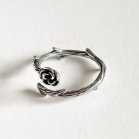 Argent sterling 925 Cuff Bague, fleur, Vintage & pour femme, Taille:6-8, Vendu par PC