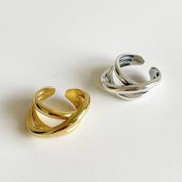 925er Sterling Silber Manschette Fingerring, plattiert, einstellbar & für Frau, keine, Größe:6, verkauft von PC