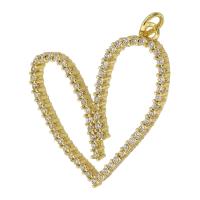 Cubic Zirconia Micro Pave Brass Pendant Heart gold color plated micro pave cubic zirconia & hollow Sold By PC