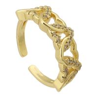 Messing Manchet Finger Ring, gold plated, Verstelbare & micro pave zirconia & hol, Maat:6.5, Verkocht door PC