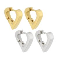 Stainless Steel Huggie Hoop Earring 304 Stainless Steel Heart Vacuum Plating for woman Sold By Pair