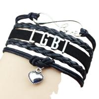 Zinklegierung Armband-Set, mit Baumwollsamt & Lederband & Wachsschnur, mit Verlängerungskettchen von 1.97inch, handgemacht, 5 Stück & unisex, keine, frei von Nickel, Blei & Kadmium, Länge ca. 6.3 ZollInch, verkauft von setzen