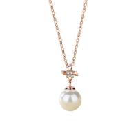 Collana in ottone di stesa Micro zircone cubico, with Shell Pearl, with 1.97inch extender chain, placcato, gioielli di moda & Micro spianare cubic zirconia & per la donna, nessuno, assenza di nichel,piombo&cadmio, 8.04x16.88mm, Lunghezza Appross. 15.75 pollice, Venduto da PC