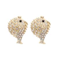 Rhinestone Ørering, Zinc Alloy, guldfarve belagt, mode smykker & for kvinde & med rhinestone, flerfarvede, 37x27mm, Solgt af par