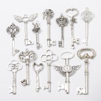 Zinc Alloy Key Pendants antique silver color plated vintage & DIY nickel lead & cadmium free Approx Sold By Bag