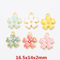 Zinc Alloy Enamel Pendants Flower gold color plated vintage & DIY nickel lead & cadmium free Approx Sold By Bag