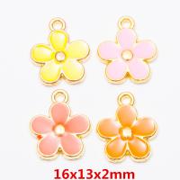 Zinc Alloy Enamel Pendants Flower gold color plated vintage & DIY nickel lead & cadmium free Approx Sold By Bag