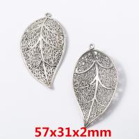 Pendentifs feuilles en alliage de zinc , Plaqué de couleur d'argent, Vintage & DIY, plus de couleurs à choisir, protéger l'environnement, sans nickel, plomb et cadmium, Environ 100PC/sac, Vendu par sac