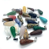 Gemstone Pendants Jewelry with Brass Teardrop silver color plated Sold By PC