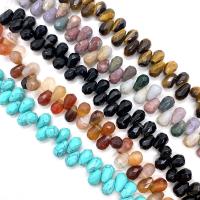 Blandet Gemstone perler, Ædelsten, Teardrop, du kan DIY & forskellige materialer til valg & facetteret, flere farver til valg, 6x9mm, Ca. 44pc'er/Strand, Solgt af Strand