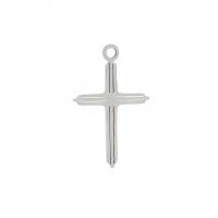 Pendants Cruach Cross dhosmálta, 304 Cruach dhosmálta, jewelry faisin & DIY, dath bunaidh, 14x22mm, 5ríomhairí pearsanta/Mála, Díolta De réir Mála