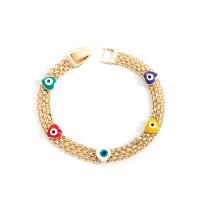 Bracelet Evil Eye bijoux, laiton, Rond, Placage de couleur d'or, bijoux de mode & styles différents pour le choix & émail, plus de couleurs à choisir, protéger l'environnement, sans nickel, plomb et cadmium, Longueur 19.5 cm, Vendu par PC