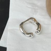 Plata de ley 925 Anillo de dedo Cuff, ajustable & para mujer, plateado, tamaño:6, Vendido por UD