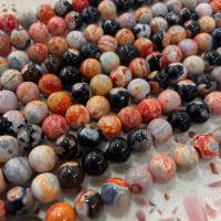 Fire Agate Χάντρα, Γύρος, DIY, μικτά χρώματα, Sold Per Περίπου 38 cm Strand