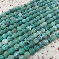 Natuurlijke Effloresce Agaat kralen, Ronde, DIY & frosted, blauw, Per verkocht Ca 38 cm Strand