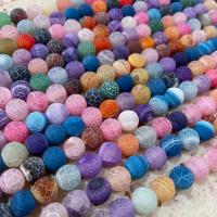 Naturlig effloresce Agate perler, Runde, du kan DIY & frosted, blandede farver, Solgt Per Ca. 38 cm Strand