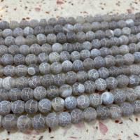 Natuurlijke Effloresce Agaat kralen, Ronde, DIY & frosted, grijs, Per verkocht Ca 38 cm Strand