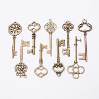 Zinc Alloy Key Pendants antique bronze color plated vintage & DIY nickel lead & cadmium free Approx Sold By Bag