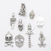 Zinklegering Skull Hangers, Zinc Alloy, Schedel, antiek zilver plated, Vintage & DIY & Halloween Jewelry Gift, meer kleuren voor de keuze, nikkel, lood en cadmium vrij, Ca 200pC's/Bag, Verkocht door Bag