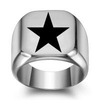 Titan Stål Finger Ring, Star, plated, olika storlek för val & för människan & emalj, fler färger för val, 18mm, Säljs av PC