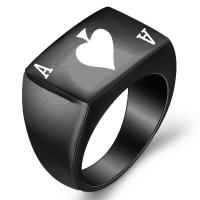 Titanium Steel Finger Ring Poker plated & for man & enamel 13mm Sold By PC