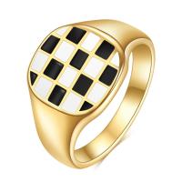 Titanium Steel Finger Ring gold color plated Unisex & enamel golden 3mm Sold By PC