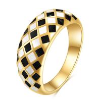 Titanium Staal Finger Ring, gold plated, verschillende grootte voor keus & voor vrouw & glazuur, gouden, 3mm, Verkocht door PC