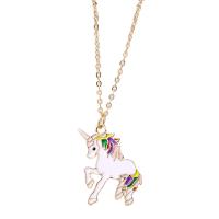 Sinc Alloy geansaí Necklace Slabhra, le 1.97inch slabhra extender, Unicorn, dath an óir plated, jewelry faisin & unisex & cruan, nicil, luaidhe & caidmiam saor in aisce, 20x28mm, Fad Thart 15.75 Inse, Díolta De réir PC