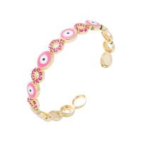 laiton bracelet manchette, Rond, Plaqué or 18K, bijoux de mode & pavé de micro zircon & pour femme & émail, plus de couleurs à choisir, protéger l'environnement, sans nickel, plomb et cadmium, 60mm, Vendu par PC