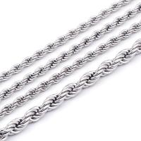 Nehrđajućeg čelika Nekclace Chain, 316L Stainless Steel, Štap, srebrne boje pozlaćen, Francuski lanac užeta & razlièite duljine za izbor & bez spolne razlike & različite veličine za izbor, srebro, Prodano By PC