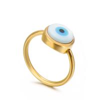 Stainless Steel Finger Ring 304 Stainless Steel Chain with turquoise & Shell Round plated fashion jewelry & for woman 12mm 2mm Sold By PC