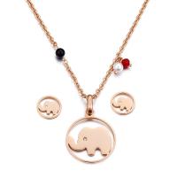 Set di gioielli in acciaio inox, orecchino & Collana, with perla in plastica, Placcato oro 18K, gioielli di moda & per la donna, nessuno, 600x3mm,30mm,15mm, Venduto da set