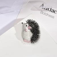 Enamel Brooch Zinc Alloy Hedgehog plated for woman nickel lead & cadmium free Sold By Lot