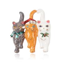 Enamel Brooch Zinc Alloy Cat plated Unisex & with rhinestone nickel lead & cadmium free Sold By Lot