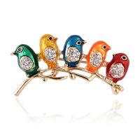 Enamel Brooch Zinc Alloy Bird gold color plated Unisex & with rhinestone nickel lead & cadmium free Sold By Lot