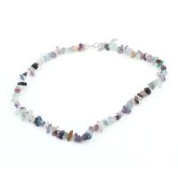 Gemstone smycken halsband, Zink Alloy, med Fluorit, Chips, för kvinna, blandade färger, Såld Per 49.2 cm Strand