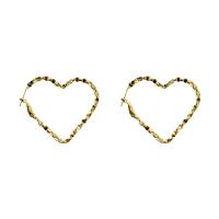 Zinc Alloy Hoop Earring, Heart, forgyldt, mode smykker & for kvinde, flere farver til valg, nikkel, bly & cadmium fri, 43x48mm, Solgt af par