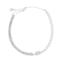 Kunststof parel ketting, Zinc Alloy, met Plastic Pearl, met 1.97inch extender keten, mode sieraden & voor vrouw & met strass, nikkel, lood en cadmium vrij, Lengte Ca 13.98 inch, Verkocht door PC